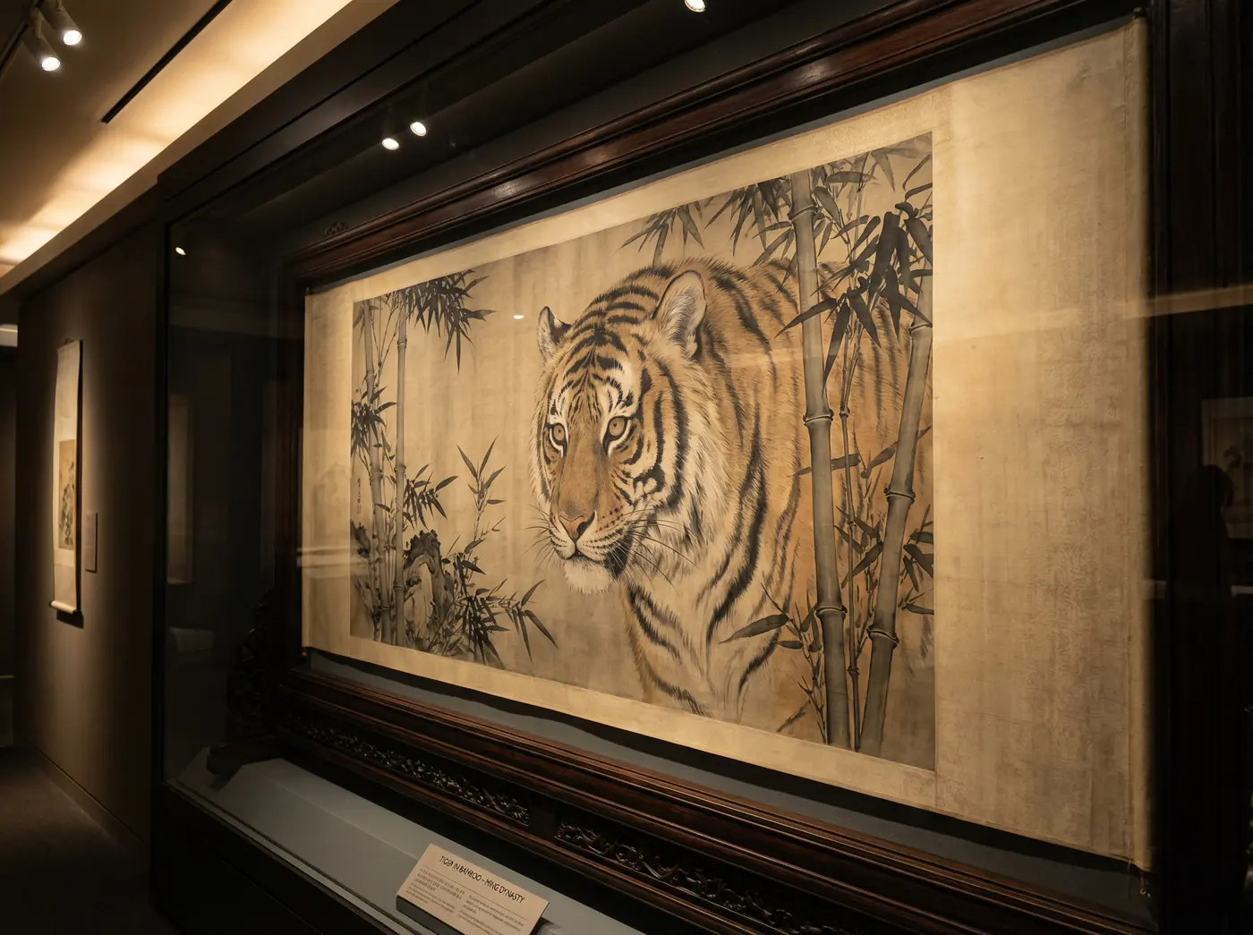 工笔虎画鉴赏 - 四虎视频 | 明代竹林猛虎图