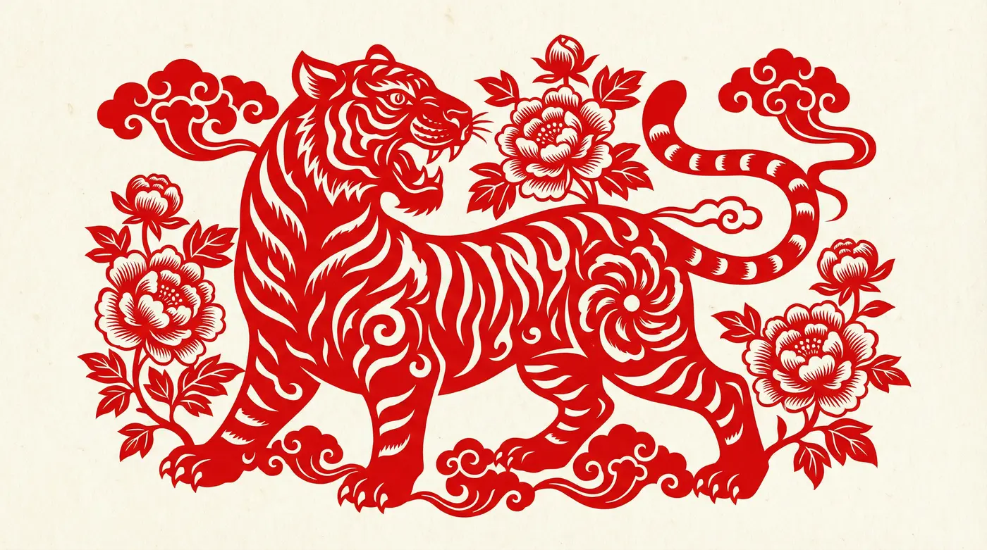 虎形剪纸艺术 - 四虎视频 | 民间虎文化